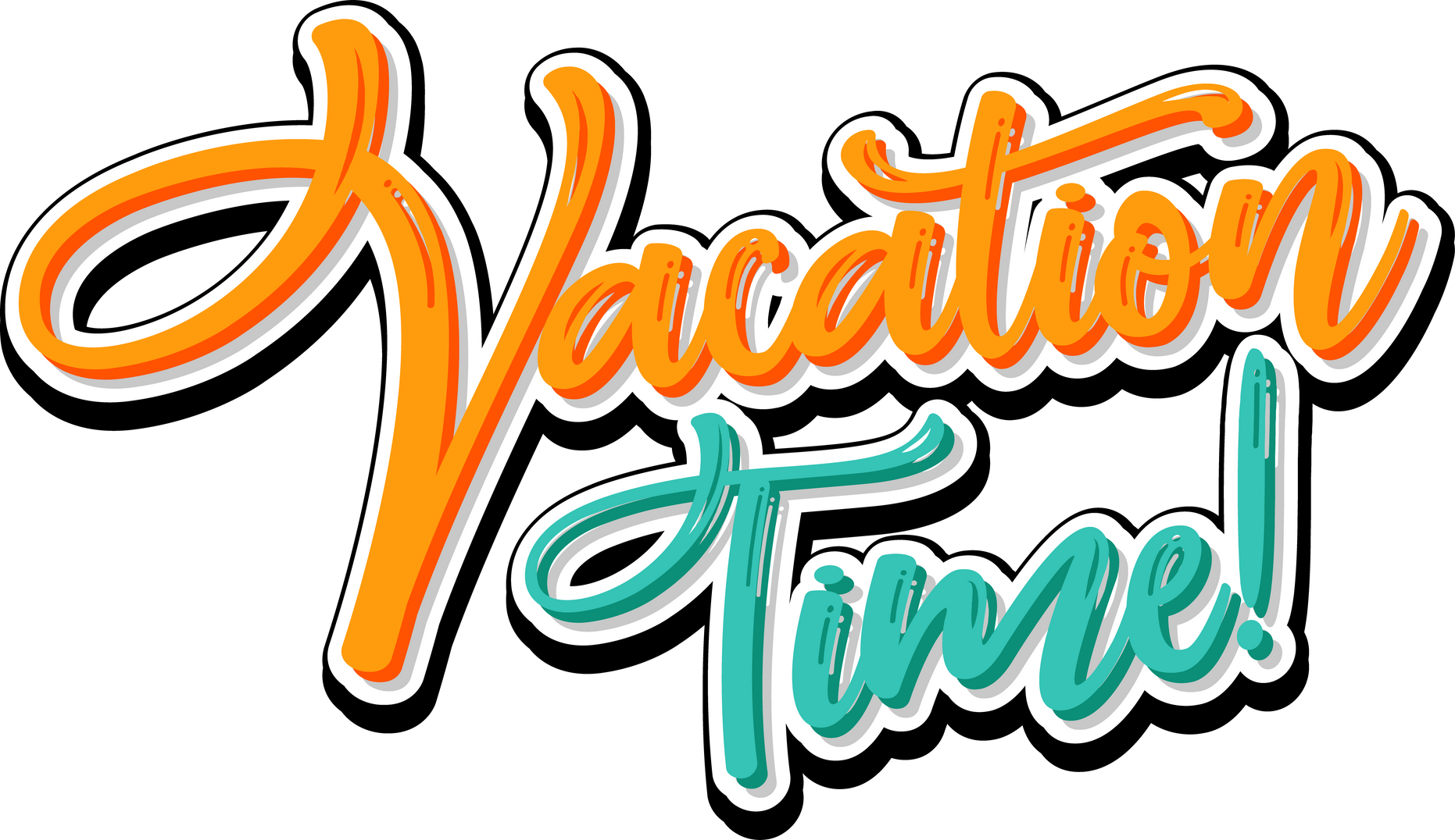 Vacation Time Text Icon on White Background