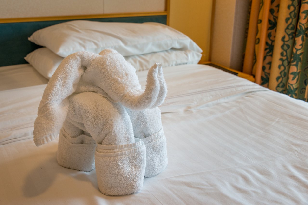 Towel Origami Art in Cruise Ship Stateroom